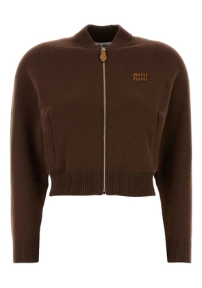 Miu Miu zip-up cropped cardigan - Brown