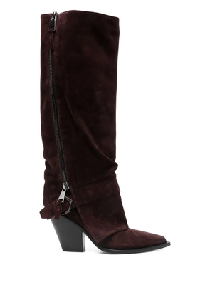 Elena Iachi 90mm suede knee-high boots - Red