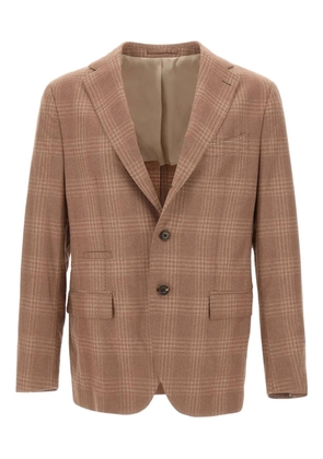 Eleventy checked narrow-lapel blazer - Brown