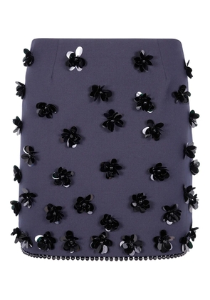 Semicouture flower-embellished mini skirt - Blue