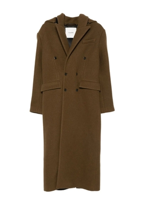 Nanushka detachable-hood double-breasted coat - Brown