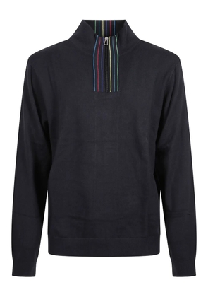 Paul Smith striped-detail half-zip sweater - Blue