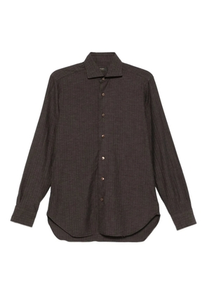 Barba textured cotton shirt - Brown