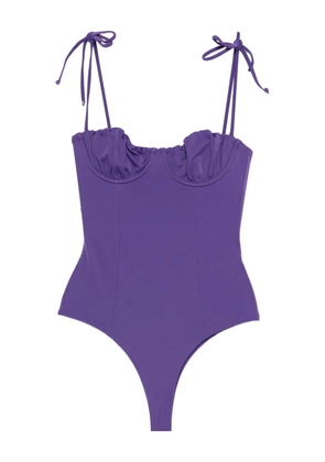 The Attico ruched-detailing tie-strap swimsuit - Purple