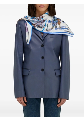 Ferragamo animal-print silk scarf - Blue