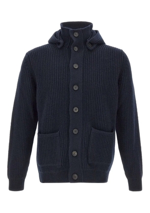 Filippo De Laurentiis ribbed hooded cardigan - Blue