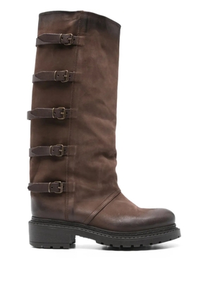 Metisse buckle-details boots - Brown