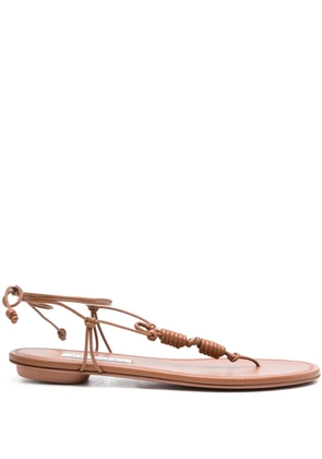 Aquazzura Oaxaca knotted leather flat sandals - Brown