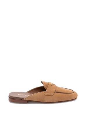 Prada logo-plaque flat mules - Neutrals