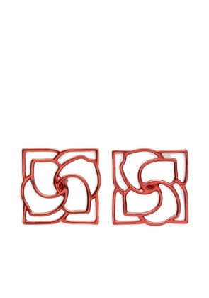 Magda Butrym square logo earrings - Red