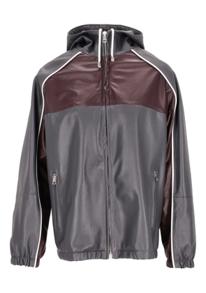 LA ROSE elasticated hooded leather jacket - Grey