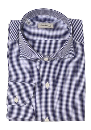 SARTORIO NAPOLI gingham-pattern cotton shirt - Blue