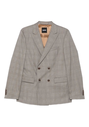 BOSS double-breasted checked suit - Neutrals