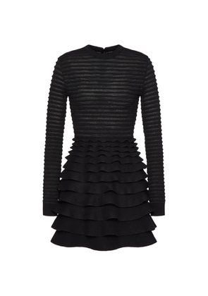 Valentino Garavani ribbed-tiered mini dress - Black