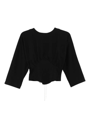 HAMZA corset-detail three-quarter sleeve top - Black