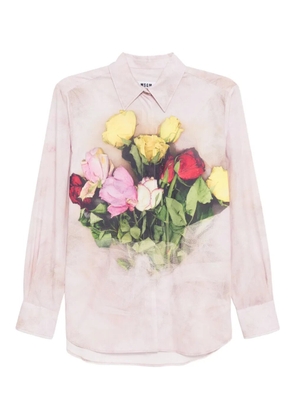 MSGM rose bouquet-print poplin shirt - Pink