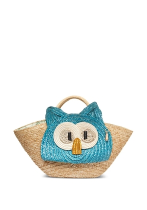 la milanesa owl-face straw shoulder bag - Neutrals