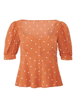 For Love And Lemons polka dot puff-sleeve blouse - Orange