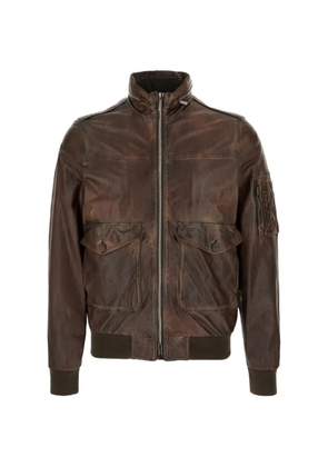 Moorer buttoned zip-up jacket - Brown