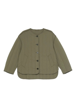 Closed quilted-pattern crew-neck jacket - Green