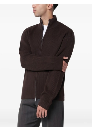 Soft Goat zipped ribbed cardigan - Brown