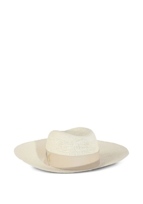 catarzi leather-band panama hat - White