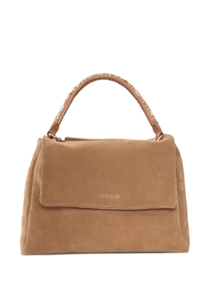 Orciani floral-print-handle tote bag - Brown