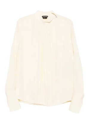 TOM FORD pleated high-neck top - Neutrals