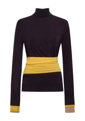 FENDI turtleneck waistband-detail sweater - Black