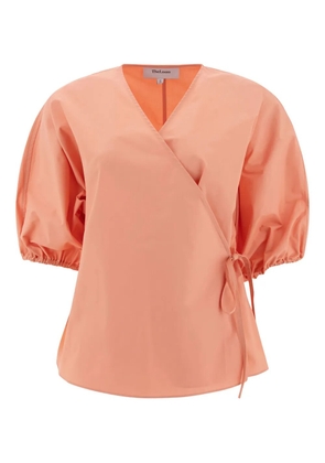 THE LOOM puff-sleeve wrap-design blouse - Orange