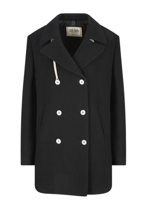 Camplin double-breasted rope-detail coat - Black