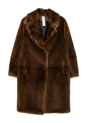 FURLING BY GIANI fur-trimmed lapel single-breasted coat - Brown