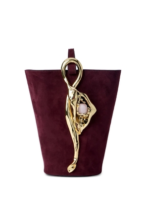 Chloé sculptural handle suede clutch bag - Red