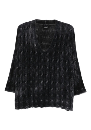 Avant Toi V-neck cable-knit sweater - Blue