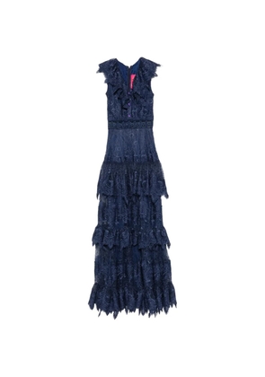 MIAU by Clara Rotescu Simphony ruffled lacdd maxi dress - Blue
