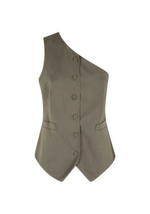 Federica Tosi buttoedn one-shoulder gilet - Green