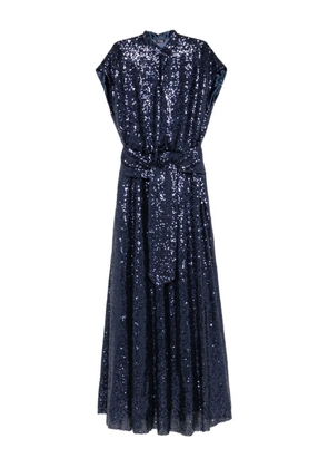 Kiton sequin embellished belted dress - Blue