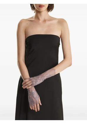 2310 STUDIO floral-trimmed gloves - Grey