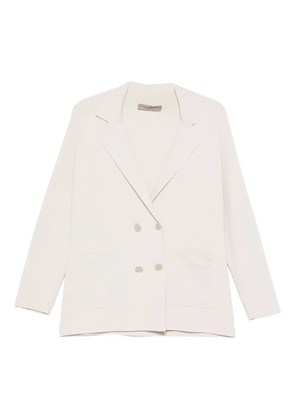 D.Exterior double-breasted blazer - Neutrals