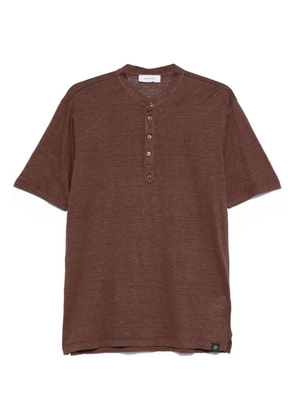 Gran Sasso button-placket linen T-shirt - Brown