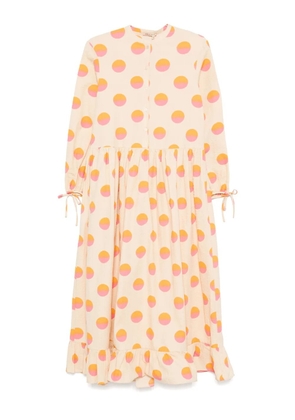 Stella Nova dot-print ruffled dress - Neutrals