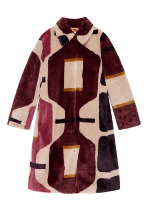 MALIPARMI geometric-pattern faux-fur coat - Neutrals