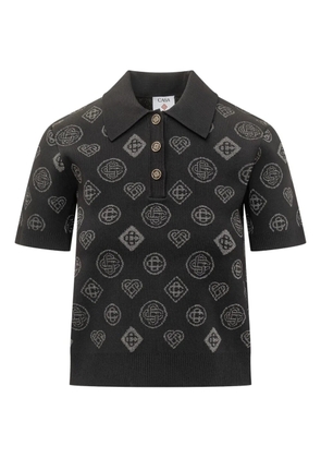 Casablanca jacquard buttoned polo shirt - Black