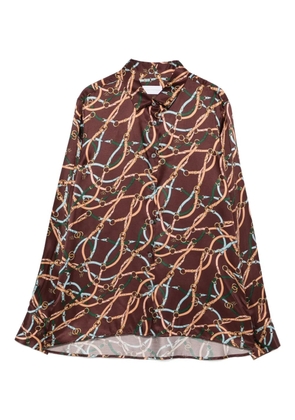 Robert Friedman chain-print long-sleeve shirt - Brown