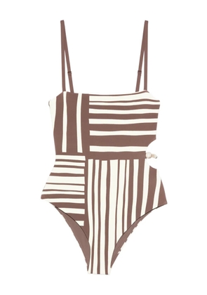 SIR. Linocut beaded swimsuit - Brown