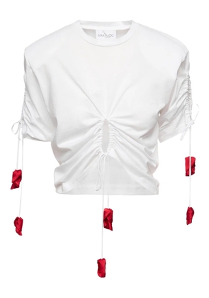 Ana Radu drawstring-detail rose-embellished top - White