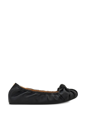 Ferragamo bow-detail draped leather ballet flats - Black
