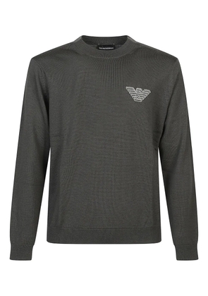 Emporio Armani logo-embroidered wool sweater - Green