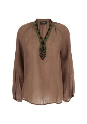 Bazar Deluxe beaded V-neck top - Brown