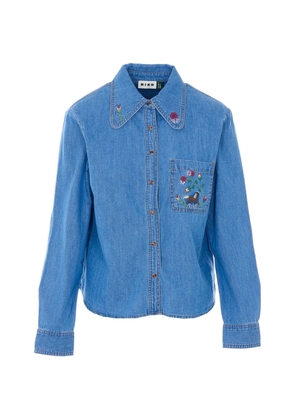 Rixo Edaline embroidery long-sleeve shirt - Blue